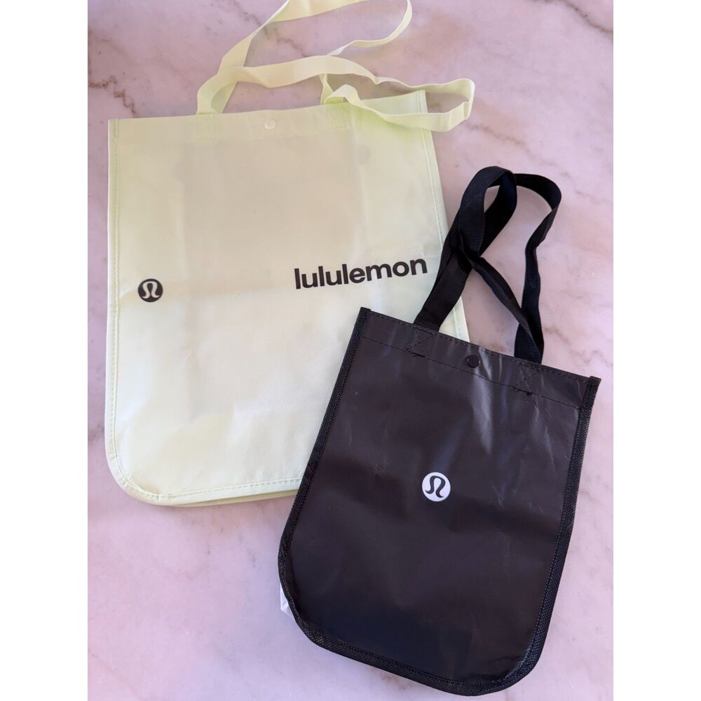 Lululemon Shopping Bags Totes Lot of 2 Lime Black Yoga Lunch
